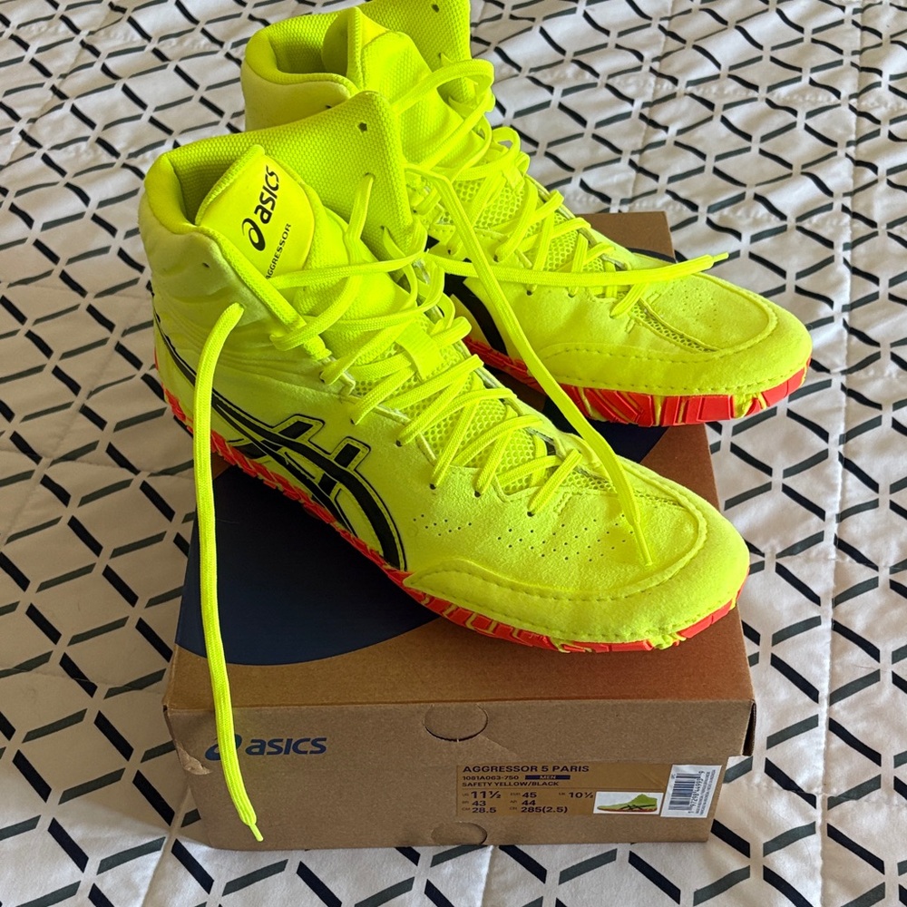 Asics Aggressor 5 Paris Wrestling Shoes safety yellow/ black